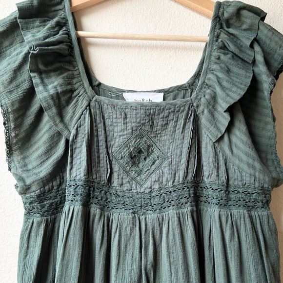 BA&SH Army Green Uriel Cotton Pintucked cotton-jacquard mini dress Sz M - Picture 8 of 16